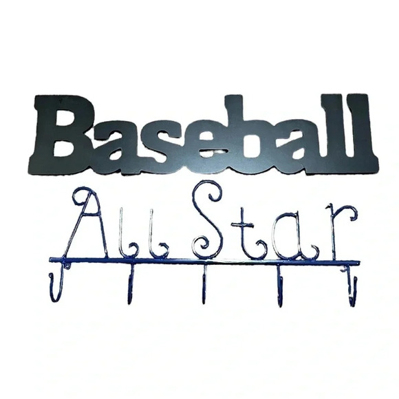 Baseball Signs Bundle Cutout MDF Wood  Metal Hooks All Star Sports Kids Room - Picture 1 of 11